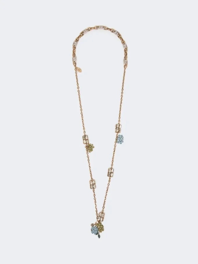 Conjunto con detalles de flores y cristales, dorado Conjunto con detalles de flores y cristales, dorado