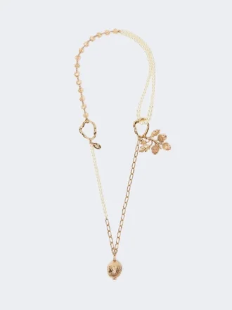 Conjunto con dijes y cristales, dorado