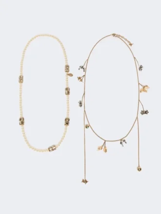Conjunto de collares de metal y cristal, esmeralda