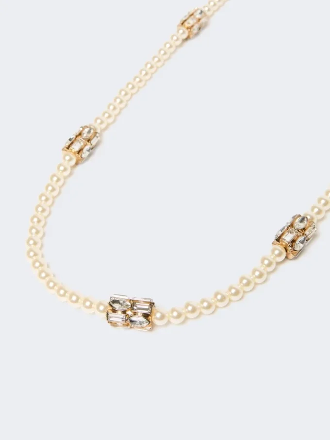 Conjunto de collares de metal y cristal, esmeralda Conjunto de collares de metal y cristal, esmeralda