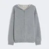 Cárdigan con capucha de lana y cachemira, gris medio Cárdigan con capucha de lana y cachemira, gris medio