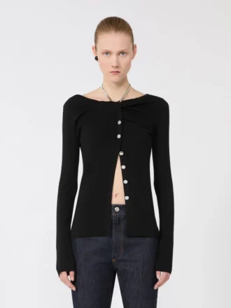 Cárdigan de lana con cadena, negro