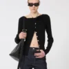 Cárdigan de lana con cadena, negro Cárdigan de lana con cadena, negro