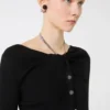 Cárdigan de lana con cadena, negro Cárdigan de lana con cadena, negro