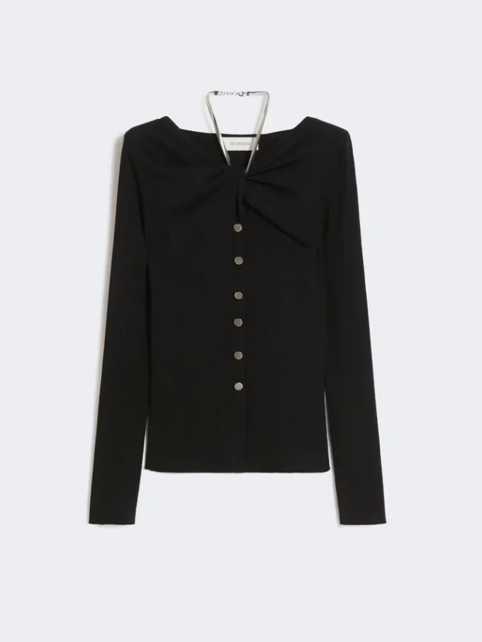 Cárdigan de lana con cadena, negro Cárdigan de lana con cadena, negro
