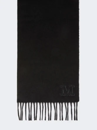 Estola camel con monograma bordado, negra