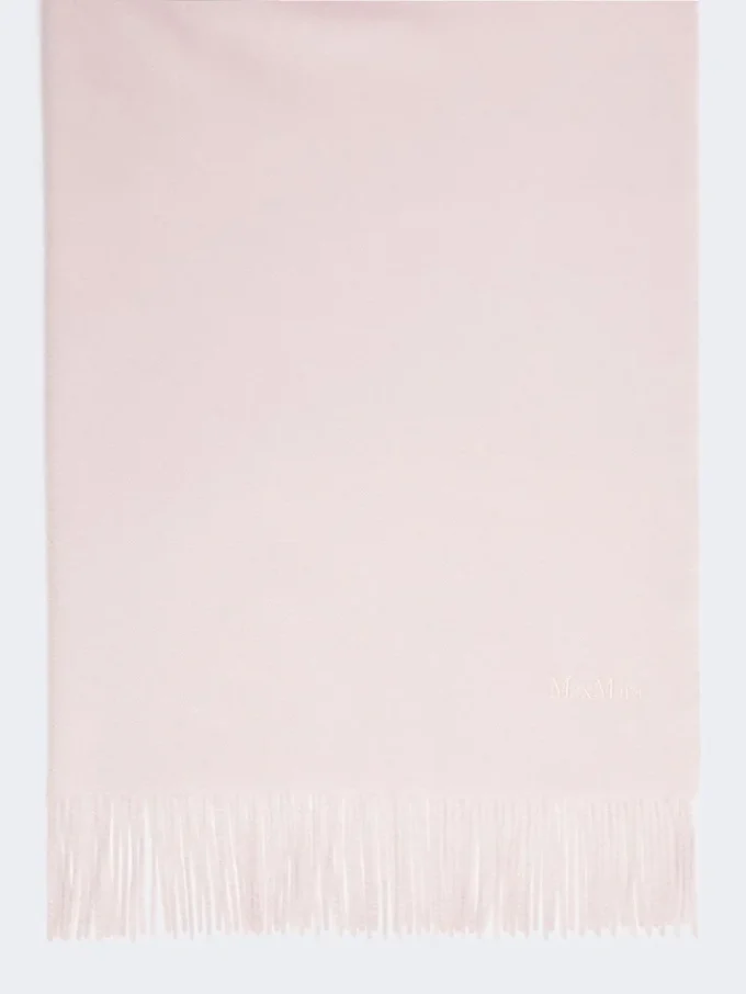 Estola de cachemira bordada y con flecos, rosa