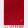 Estola de cachemira con flecos, rojo oscuro