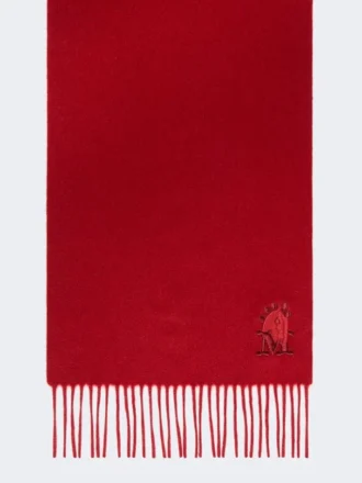 Estola de cachemira con flecos, rojo oscuro