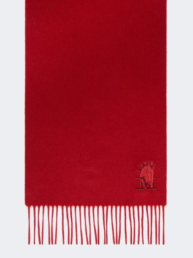 Estola de cachemira con flecos, rojo oscuro