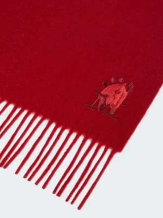 Estola de cachemira con flecos, rojo oscuro