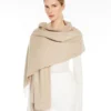 Estola de cachemira con logotipo, beige
