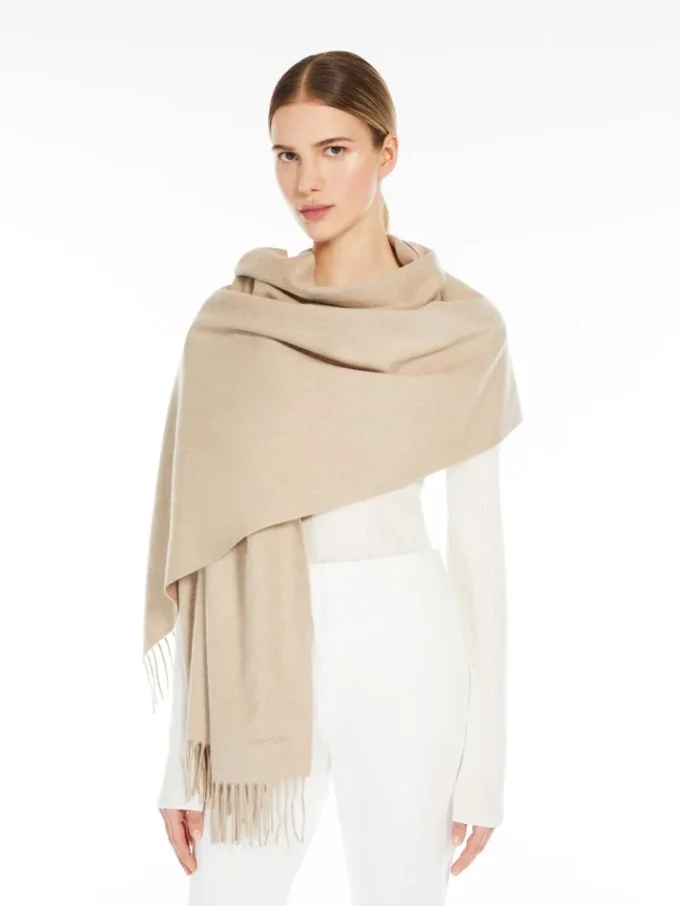 Estola de cachemira con logotipo, beige