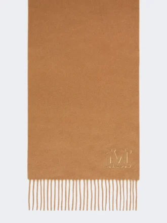 Estola de cachemira con monograma bordado, beige