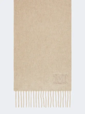 Estola de cachemira con monograma bordado, beige