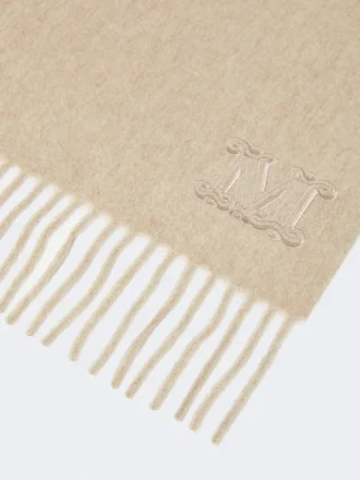 Estola de cachemira con monograma bordado, beige