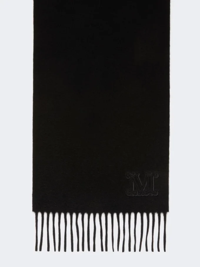 Estola de cachemira con monograma bordado, negra Estola de cachemira con monograma bordado, negra