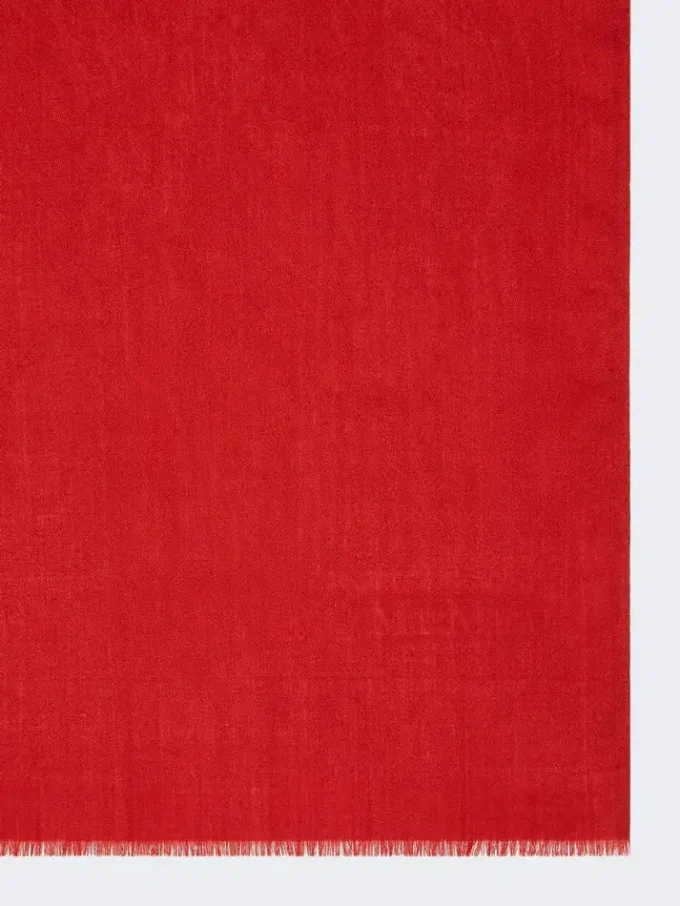 Estola de lana y hilo de seda jacquard, roja Estola de lana y hilo de seda jacquard, roja