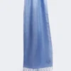 Estola de lino con flecos, azul claro Estola de lino con flecos, azul claro