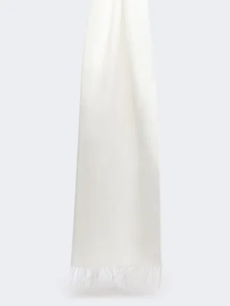 Estola de lino con flecos, blanca