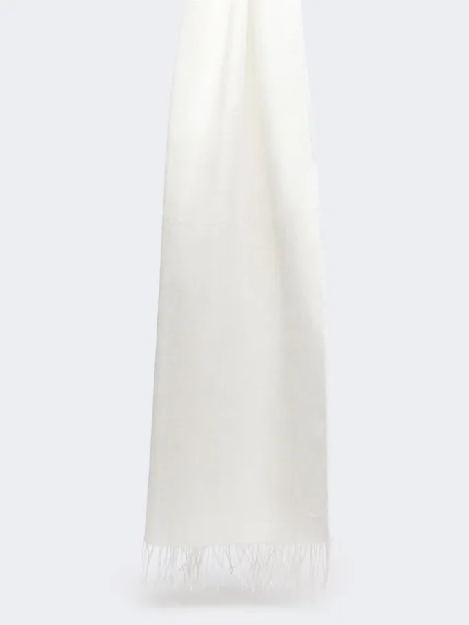 Estola de lino con flecos, blanca Estola de lino con flecos, blanca