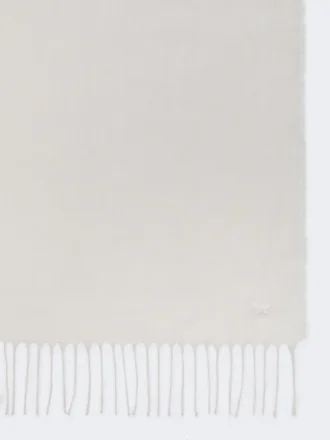 Estola de lino con flecos, blanca