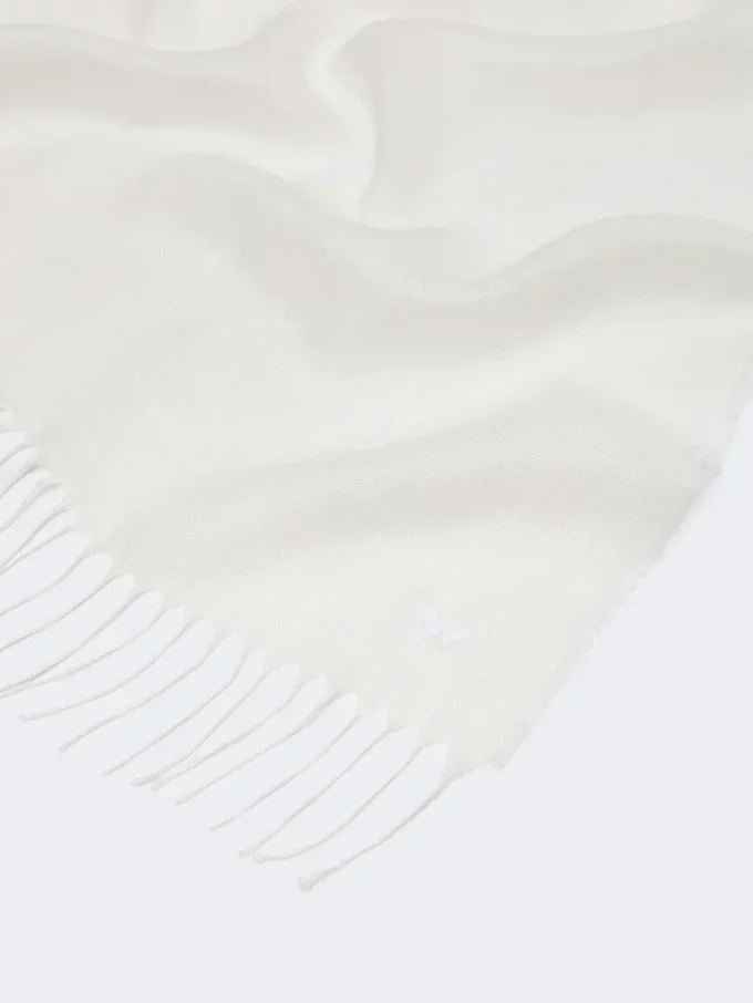Estola de lino con flecos, blanca Estola de lino con flecos, blanca