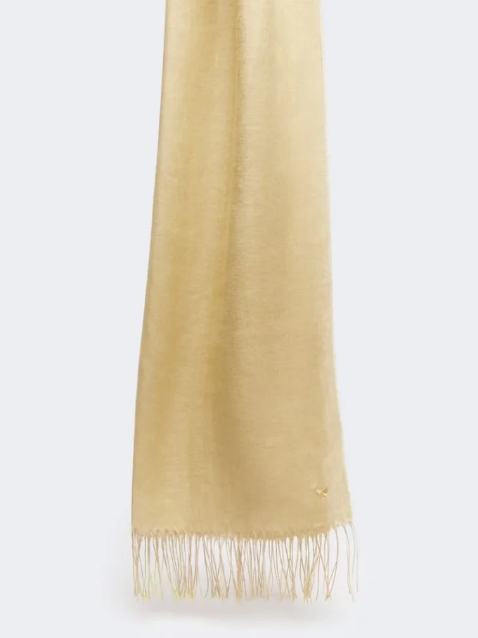 Estola de lino con flecos, color beige