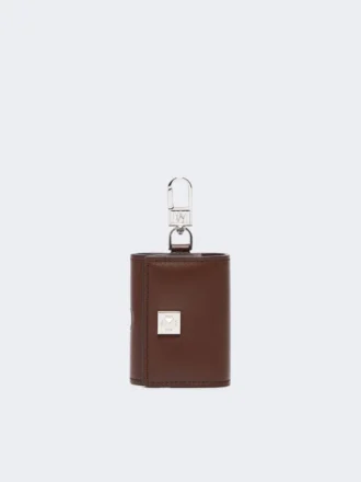 Estuche para auriculares de piel, color cacao