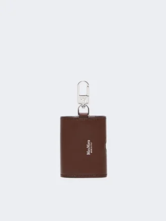 Estuche para auriculares de piel, color cacao