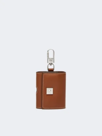 Estuche para auriculares de piel, marrón ámbar