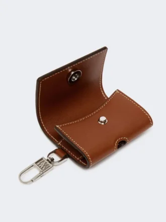 Estuche para auriculares de piel, marrón ámbar