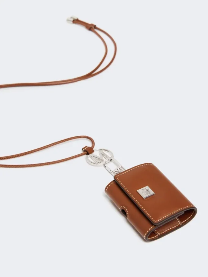 Estuche para auriculares de piel, marrón ámbar Estuche para auriculares de piel, marrón ámbar