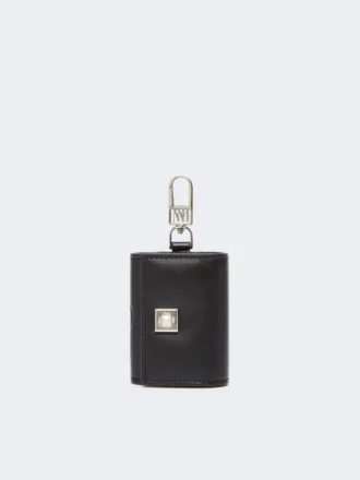 Estuche para auriculares de piel, negro