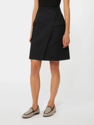 Falda cruzada de algodón elástico, negra