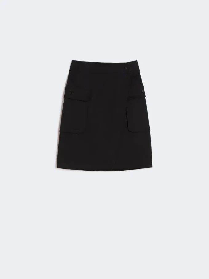 Falda cruzada de algodón elástico, negra Falda cruzada de algodón elástico, negra