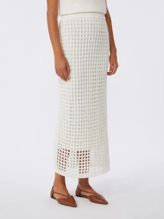 Falda de algodón de malla, blanco óptico
