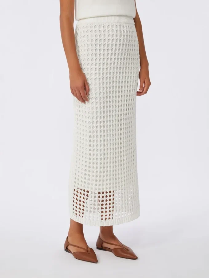 Falda de algodón de malla, blanco óptico Falda de algodón de malla, blanco óptico