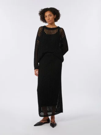 Falda de algodón de malla, negra