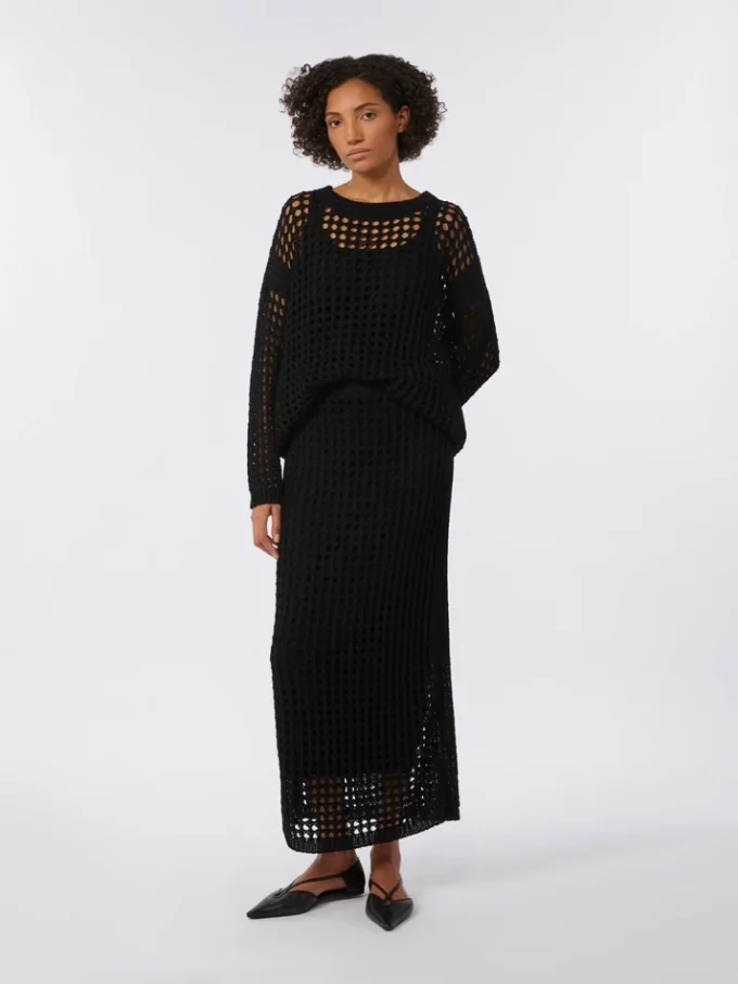 Falda de algodón de malla, negra Falda de algodón de malla, negra