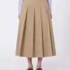 Falda de gabardina lavada, color avellana