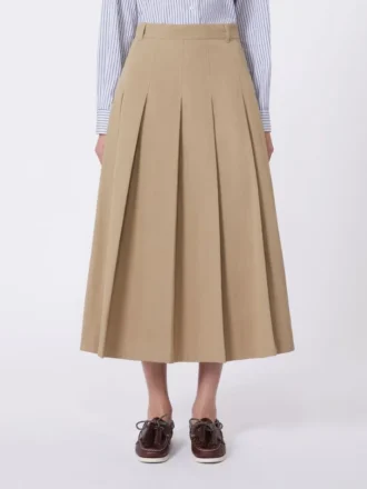 Falda de gabardina lavada, color avellana