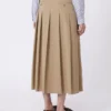 Falda de gabardina lavada, color avellana