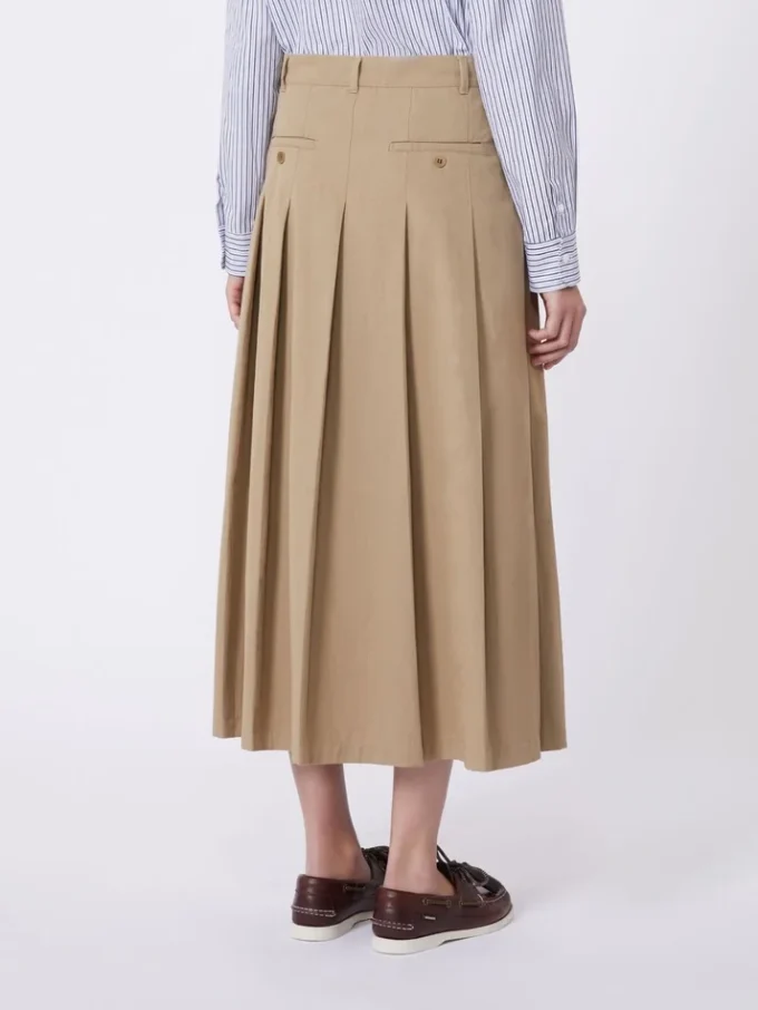 Falda de gabardina lavada, color avellana