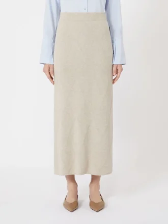 Falda de hilo de cachemira con motivo Argyle, beige