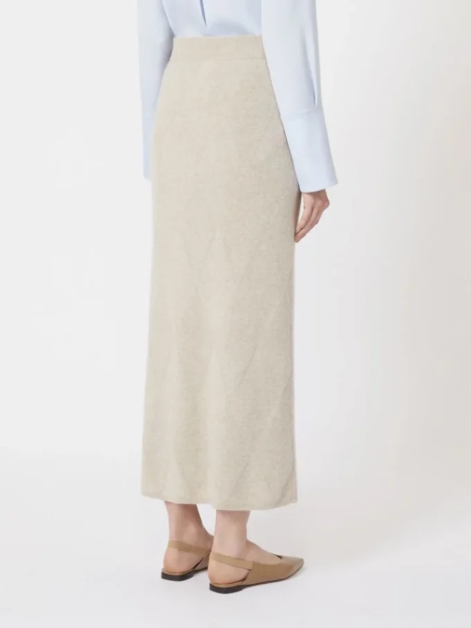 Falda de hilo de cachemira con motivo Argyle, beige