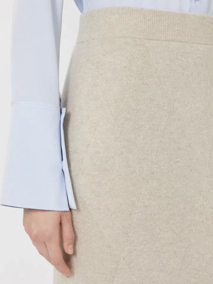 Falda de hilo de cachemira con motivo Argyle, beige