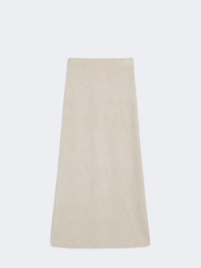 Falda de hilo de cachemira con motivo Argyle, beige