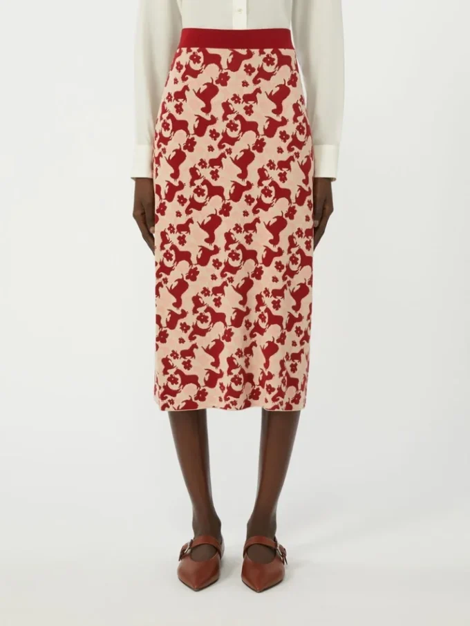 Falda de hilo jacquard, roja Falda de hilo jacquard, roja