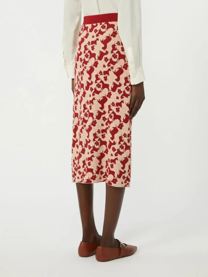 Falda de hilo jacquard, roja Falda de hilo jacquard, roja